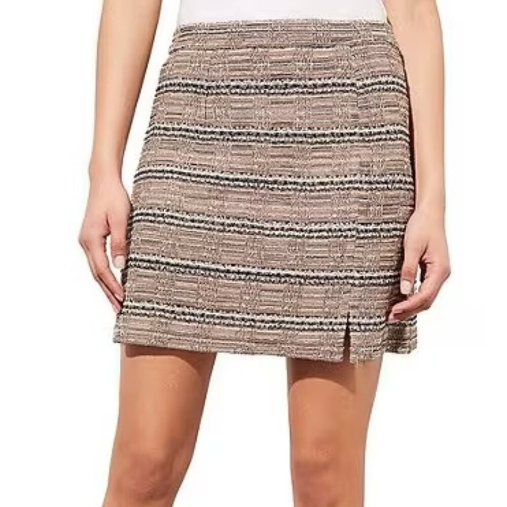 Ming Wang Tweed Knit Mini A-line Skirt In Java Multi Size S NWT